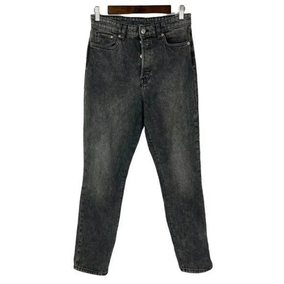 H&M Faded Black Ultra High Waist Button Fly Mom Jeans 6 - Picture 2 of 5